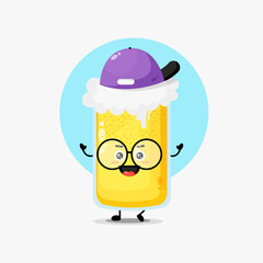 Cute beer character wearing a hat