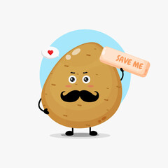 Cute potato character asking to be saved