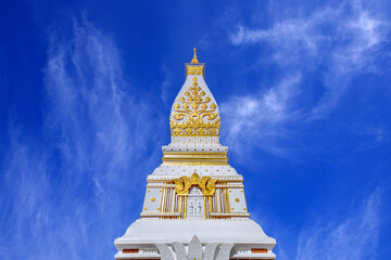 Naklejka premium Chedi pattern of Wat Phra That Phanom, Thailand on a beautiful day.