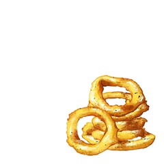 手描き水彩のオニオンリングイラスト正方形フレーム・右下