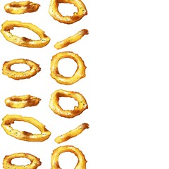 手描き水彩のオニオンリングイラスト正方形フレーム・左