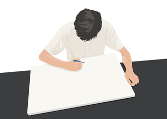 Hand drawing student on illustration graphic vector