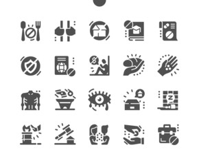 Destitution. Home deprivation. Mendicancy. Begging and beggars. Homeless, poverty, unemployed and hopeless. Vector Solid Icons. Simple Pictogram