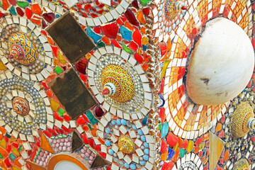 Decorative of the mosaic in Thai temple.