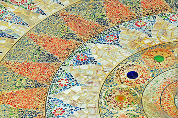 Decorative of the mosaic in Thai temple.