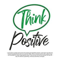 Think positive Logo design. think positive for logotype, flyer, banner, invitation or greeting card, postcard. Green Cloud logo. Creative cloud.