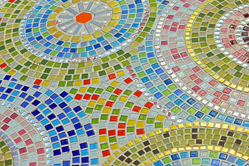 Decorative of the mosaic in Thai temple.