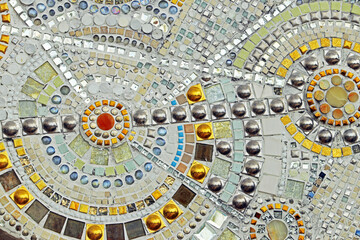 Decorative of the mosaic in Thai temple.