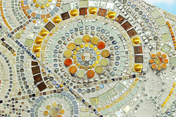 Decorative of the mosaic in Thai temple.