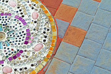 Decorative of the mosaic in Thai temple.