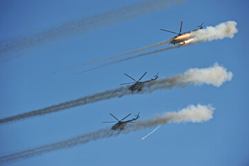 Almaty, Kazakhstan - 05.07.2013 : Demonstration of special equipment and aviation in the armed forces of the Republic of Kazakhstan