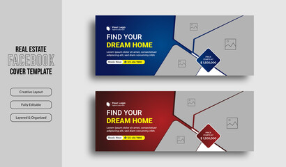 Real estate house sale facebook cover and web banner template  - obrazy, fototapety, plakaty
