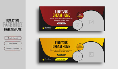 Real estate house sale facebook cover and web banner template . Home rent sale social media facebook cover page, timeline, header online web banner template design - obrazy, fototapety, plakaty