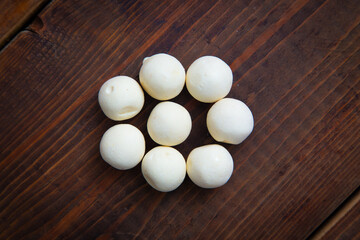 Traditional oriental appetizer kurt on a wooden background 