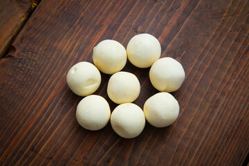 Traditional oriental appetizer kurt on a wooden background 