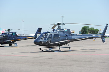 Almaty, Kazakhstan - 06.11.2016 : The helicopter is parked at the airport waiting for the flight.