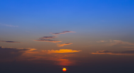 Beautiful and colourful sunset over Skies in Phuket Thailand