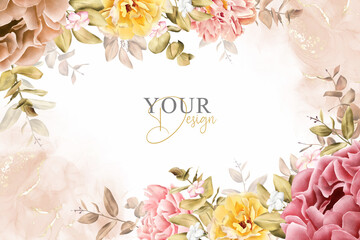 Realistic Watercolor Floral Background Design with Hand Drawn Flower and Leaves