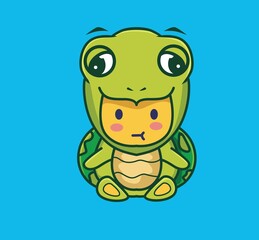 cute baby turtle depression upset. cartoon animal nature concept Isolated illustration. Flat Style suitable for Sticker Icon Design Premium Logo vector. Mascot Character