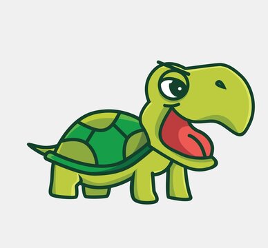 cute turtle angry. cartoon animal nature concept Isolated illustration. Flat Style suitable for Sticker Icon Design Premium Logo vector. Mascot Character