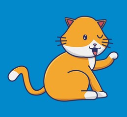 cute cat lick his fur. cartoon animal nature concept Isolated illustration. Flat Style suitable for Sticker Icon Design Premium Logo vector. Mascot Character