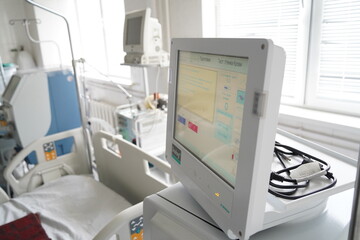 Fototapeta na wymiar Almaty, Kazakhstan - 06.18.2021 : Monitor in the intensive care unit