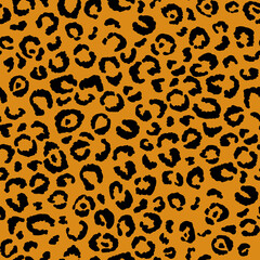 Abstract modern leopard seamless pattern. Animals trendy background. Orange and black decorative vector stock illustration for print, card, postcard, fabric, textile. Modern ornament of stylized skin