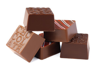 Chocolate sweets on a white background