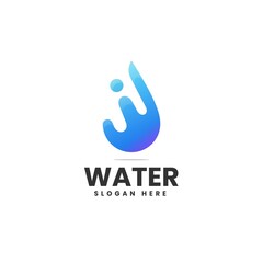 Vector Logo Illustration Water Gradient Colorful Style.