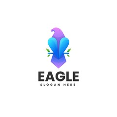 Vector Logo Illustration Eagle Gradient Colorful Style.