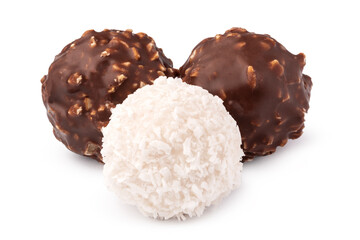 Chocolate Belgian candy isolated on white background