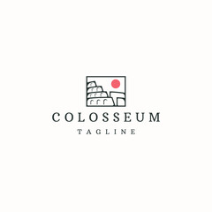 Colosseum ancient amphitheatre rome landmark logo icon design template flat vector