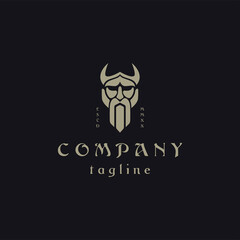 Odin god in norse logo icon design template flat vector