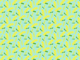 ミモザのパターン①背景水色