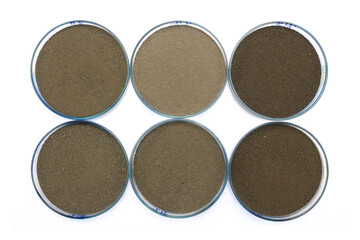 Soil Samples Closeup with Petri dishes.