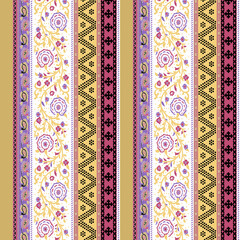 Multi color decorated hand draw 
rendered traced all over base background repeat pattern geometrical texture border ethnic creative design Black And White textile