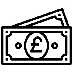 POUND STERLING line icon,linear,outline,graphic,illustration