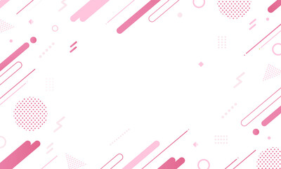 【ピンク】幾何学模様背景・メンフィスのフレームパターン素材