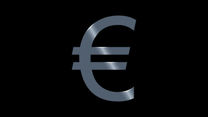 Shiny Euro Symbol. Euro currency icon isolated with metallic texture. Shiny euro symbol.