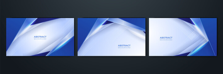 Naklejka premium Dark blue abstract background geometry shine and layer element vector for presentation design. Suit for business, corporate, institution, party, festive, seminar, and talks.