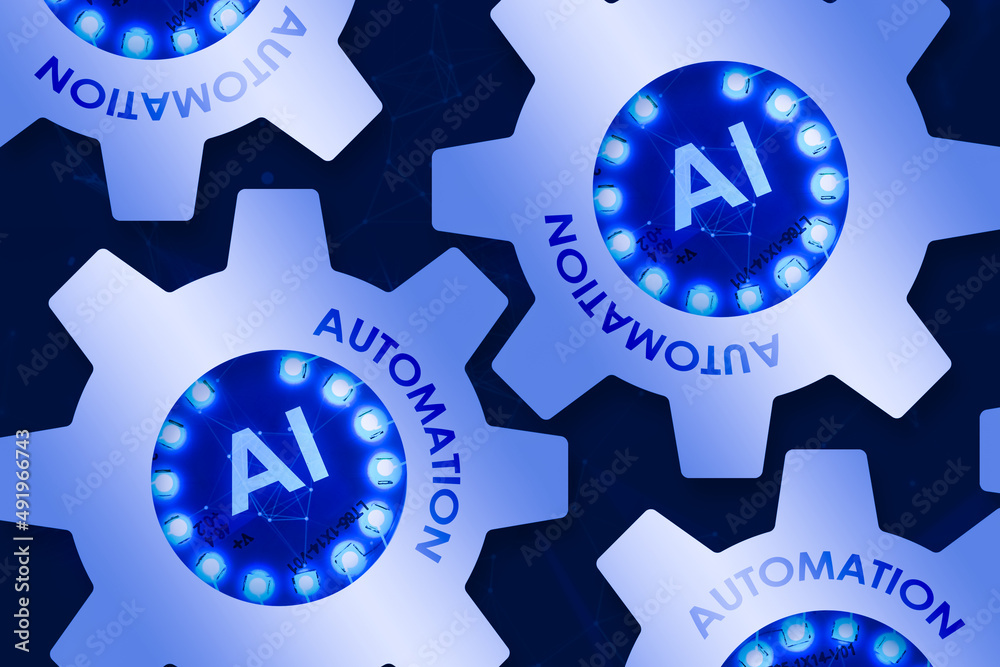 Poster automation concept abstract background with futuristic setting icon and artificial intelligence sign