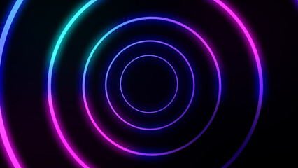 Minimalistic futuristic glowing geometric circle background. Trendy neon circle background.