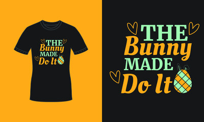 bunny typography t shirt design with easter egg