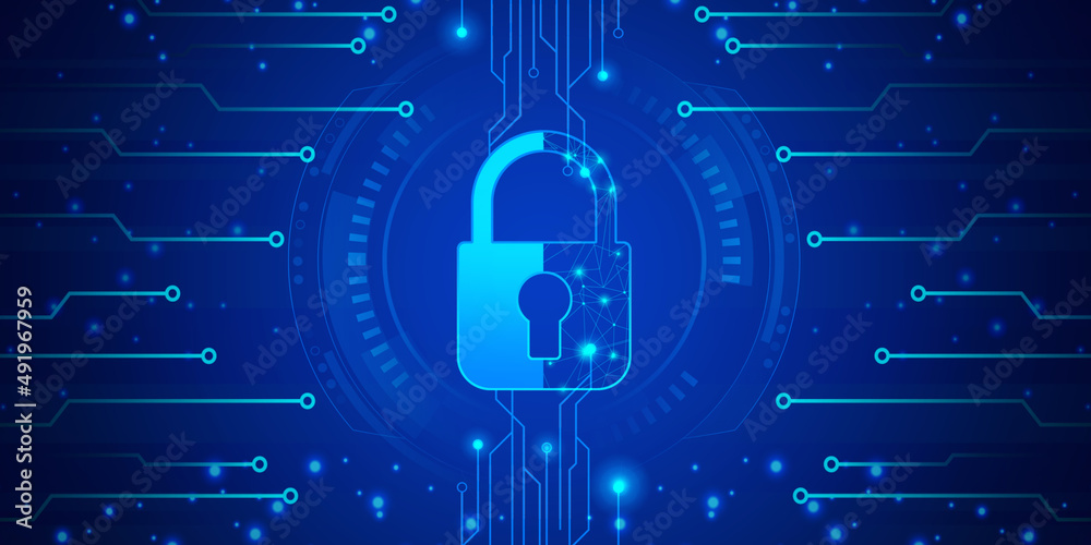 Poster protect cyber attacks with a double exposure of a hand touching a network connection. personal data 
