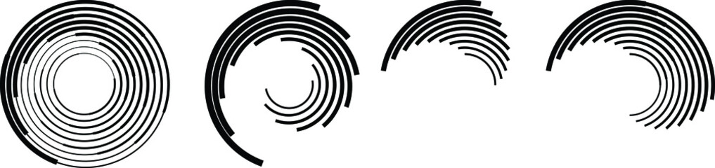 Lines in Circle Form . Spiral Vector Illustration .Technology round. Wave Logo . Design element . Abstract Geometric shape .