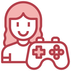 GAMER red line icon,linear,outline,graphic,illustration