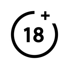 Fototapeta premium Plus 18 Movie icon. Adult symbol. Cinema pictogram, flat vector sign isolated on white background. Simple vector illustration for graphic and web design.