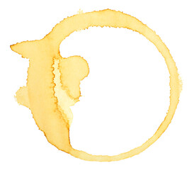 Coffee stain isolated on a white background. Coffee cup ring.