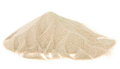 Pile of desert sand dune isolated on a white background, clipping path.