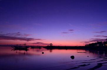 After sunset at Mertasari Beach, Sanur, Bali Province, Indonesia